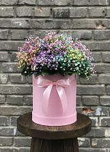 Цветочная композиция из Гипсофила и Розы в шляпной коробке #REPLACE_PRED# Птичьем