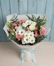 Букет цветов из:  Розы, Лизиантусы и Хризантемы в Птичьем