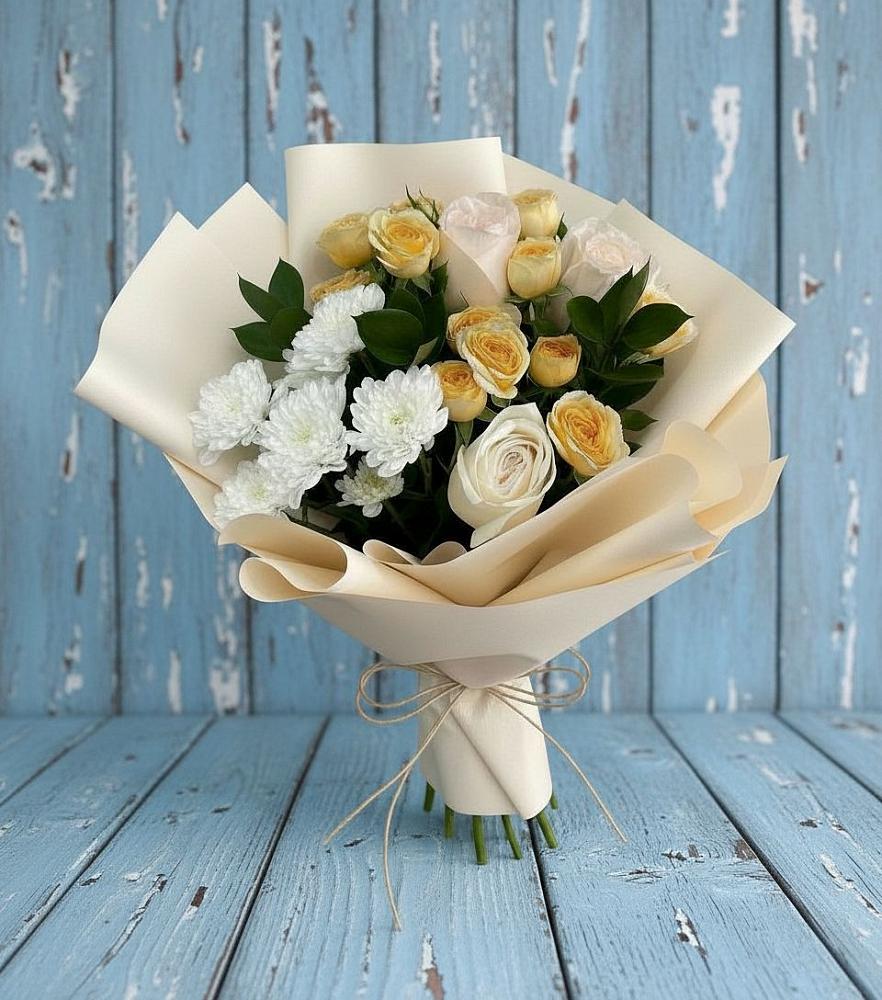 Букет цветов из: Розы и Хризантемы в Птичьем
