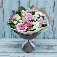 Букет цветов из:  Герберы, Альстромерии и Хризантемы в Птичьем