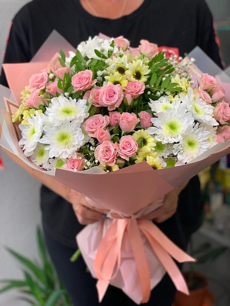 Букет цветов из: Розы и Хризантемы в Птичьем