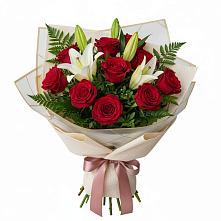 Букет цветов из:  Лилии и Розы #REPLACE_PRED# Птичьем