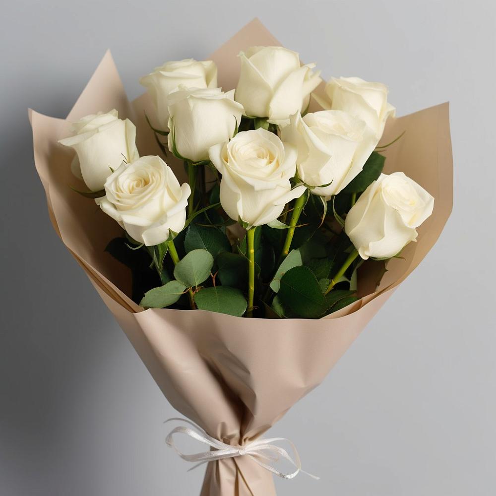 Букет 9 Белых роз Эдлесс Лав в Птичьем