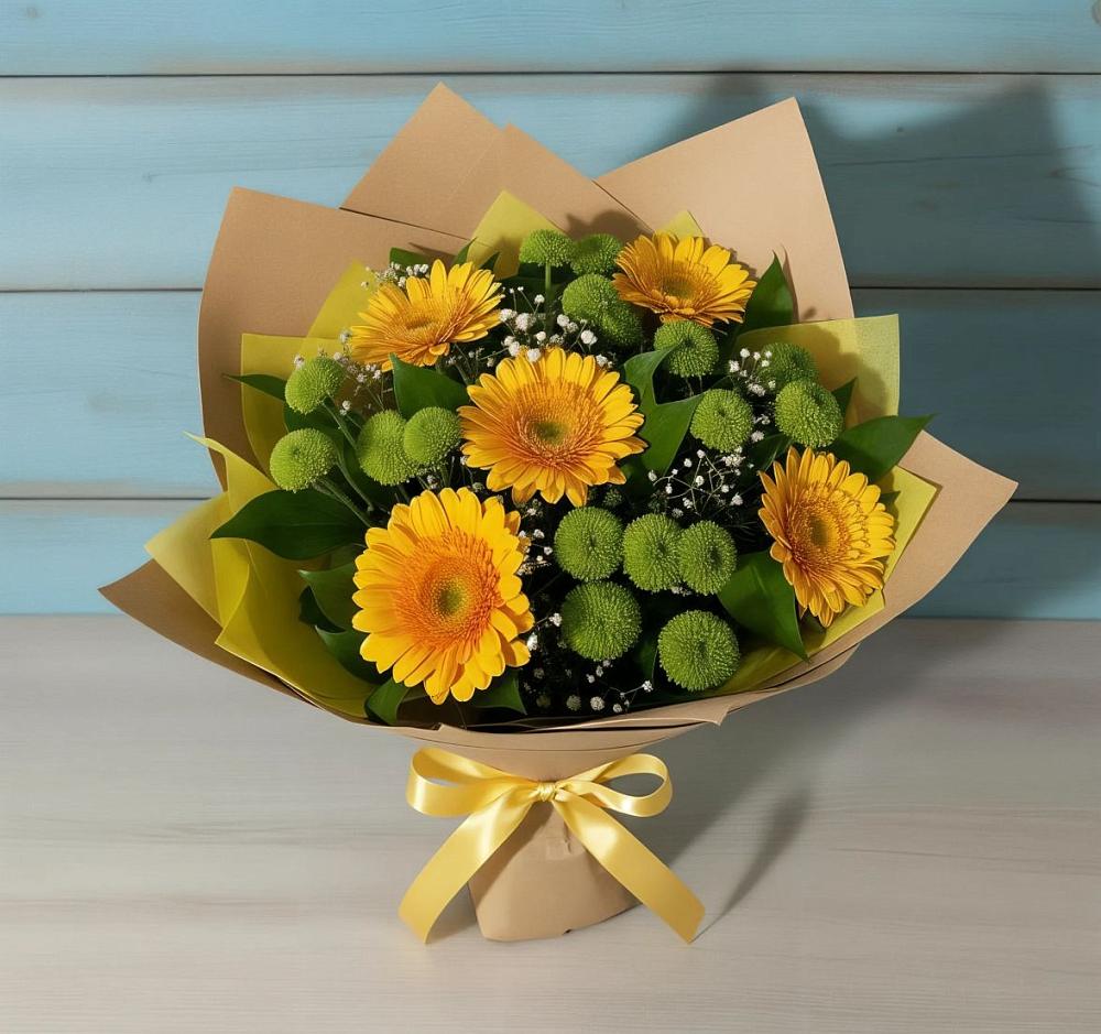 Букет цветов из: Герберы и Хризантемы в Птичьем