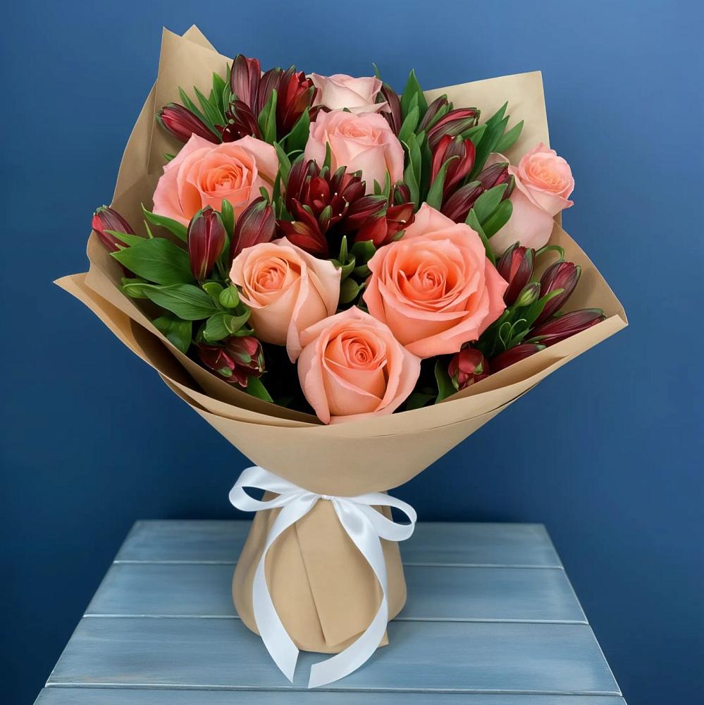 Букет цветов из: Розы и Альстромерии в Птичьем