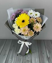 Букет цветов из:  Розы, Герберы и Хризантемы в Птичьем