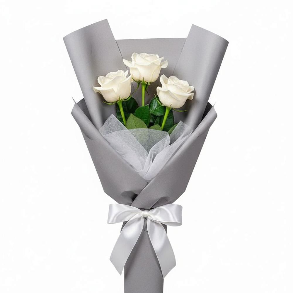 Букет 3 белые розы в Птичьем