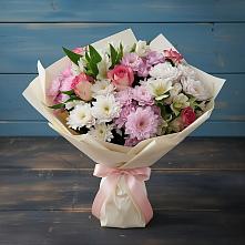 Букет цветов из:  Хризантемы, Альстромерии и Розы в Птичьем