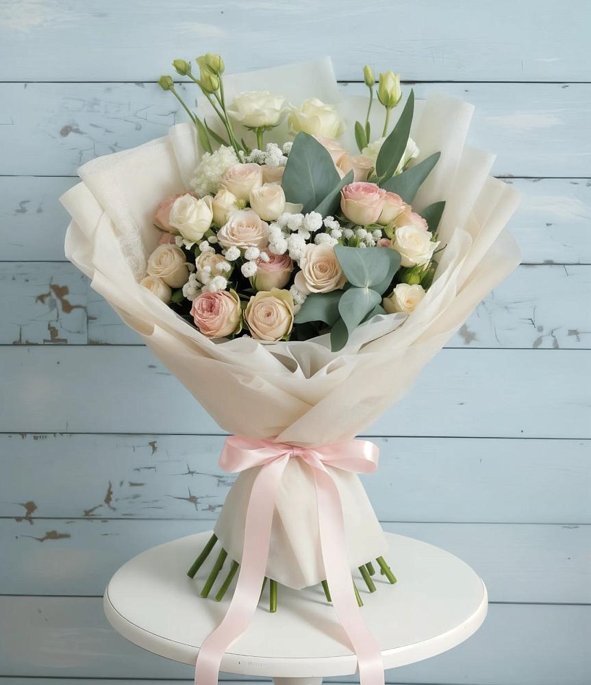 Букет цветов из: Розы и Лизиантусы в Птичьем